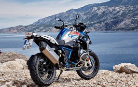 Motorcycle BMW R1200GS Rallye on the background of mountains