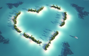 Island in the form of a heart in the Indian Ocean, Maldives