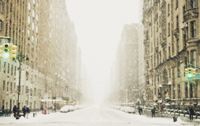 City street in winter