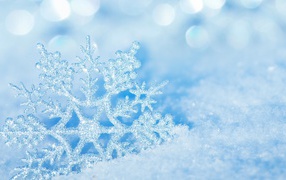 Magic Snowflake in the snow