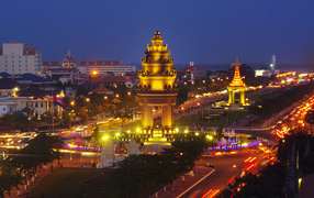 Evening panorama of the city of Phnom Penh - the capital of Cambodia