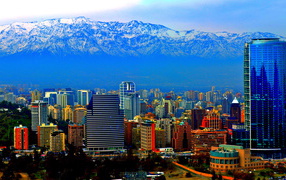 Панорама города Сантьяго, Чили 