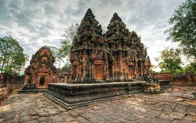 Stone ancient temple complex Angkor, Cambodia