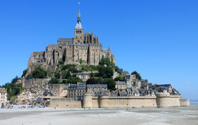 Castle Mont Saint Michel against the blue sky, France