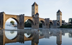 The ancient bridge of Valantre, Cahors. France