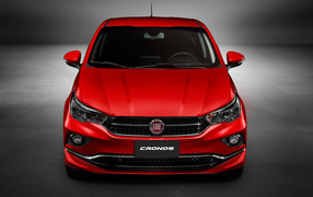 Red car Fiat Cronos 2018, front view