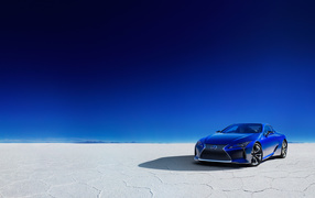 New car Lexus LC 500h Structural Blue, 2018 in the desert
