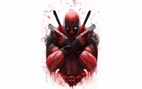 Drawn by Deadpool superhero on a white background