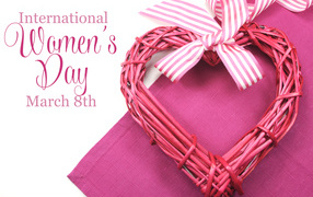 Wicker pink heart as a gift for the International Women's Day on March 8