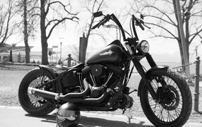 Motorcycle Harley-Davidson black and white photo
