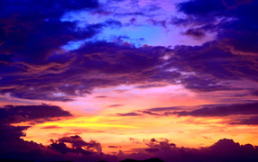 Beautiful purple sky with clouds