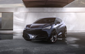 Черный автомобиль Cupra Tavascan Concept 2019 года 