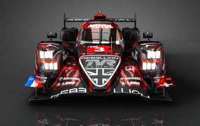 Rebellion R13 racing car on a gray background front view