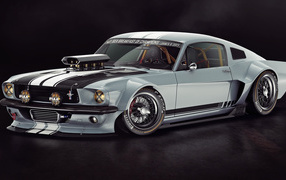 Retro car FORD Mustang 1965 on a gray background