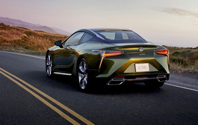 Car Lexus LC 500, 2020 on the road rear view