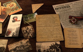 Old letters, photographs and postcards memories of the war years on Victory Day on May 9
