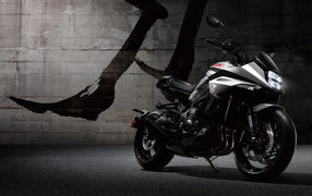 Motorcycle Suzuki GSX-S1000S Katana, 2019 on the background of the wall