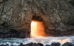 Passage in a cave in the ocean