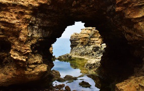 The passage in the cave in the sea