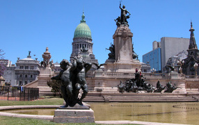 Monuments at the National Congress Palace in the city of Buenos Aires, Argentina