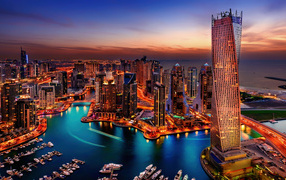 Beautiful night view of Dubai. UAE