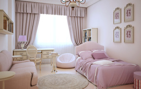Спальная комната в пастельных тонах 