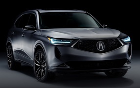 Silver 2020 Acura MDX Prototype car on a black background