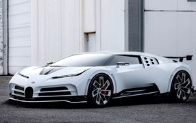 2019 white Bugatti Centodieci car at the garage