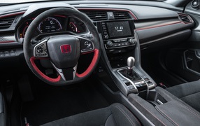 Black leather interior of the car Honda Civic Type R Sport Line