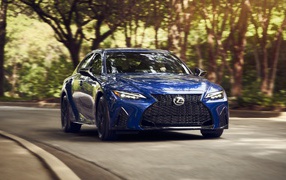 2021 Lexus IS 350 F SPORT blue car on the track