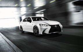 White car Lexus GS 350 F, 2020 on the highway