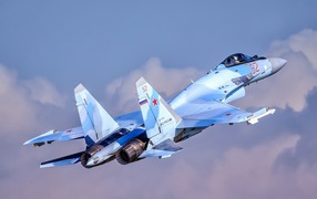 Russian fighter Su-35 in the air