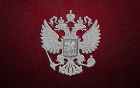 Coat of arms of Russia on a burgundy background