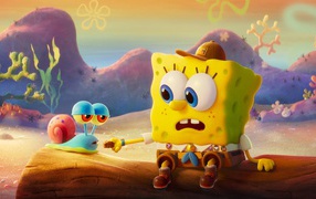 Two SpongeBob cartoon characters on the run, 2020