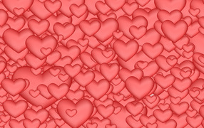 Много красных сердечек разного размера