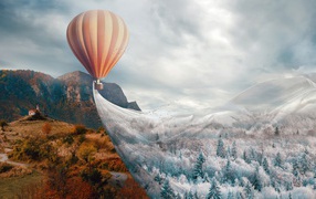 A large balloon covers the ground with frost