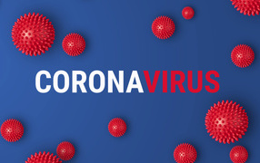 The inscription coronavirus on a blue background, 2020
