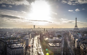 View of the beautiful city of Paris at sunrise