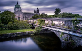 Old River Bridge Leads to Cathedral, Ireland