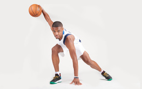 American basketball player Dennis Smith with the ball