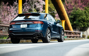 2021 Audi RS Q8 blue crossover rear view