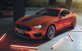 2021 Ford Mustang Mach 1 with headlights on