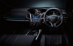 Black leather interior of the car Honda Legend EX, 2021