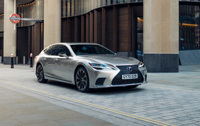 Silver Lexus LS 500h 2021 in the city