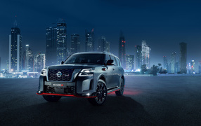 2021 Nissan Patrol Nismo car against the backdrop of the city