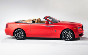 Red convertible Rolls-Royce Phantom EWB, 2022 against white background