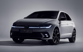 New Volkswagen Polo GTI 2021 car on gray background