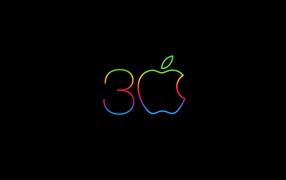 Apple neon icon on black background