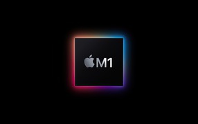 New Apple M1 chip on black background