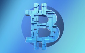 Bitcoin sign on blue background